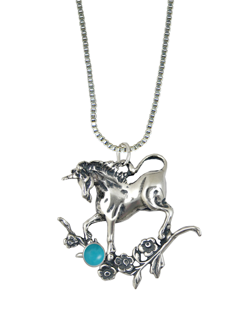 Sterling Silver Unicorn Pendant With Turquoise